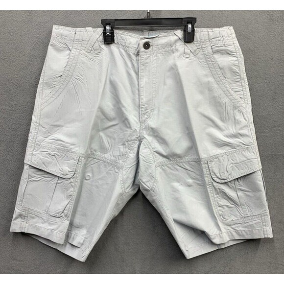 Jordan Mens Cargo Shorts 457301-078 Flap Pockets Light Gray 100% Cotton Size 38 - Picture 1 of 16